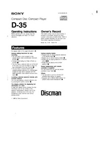 SONY Discman D-35 - Lecteur/enregistreur de cd