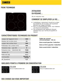 ZANUSSI ZKT652DBV - Plaque de cuisson