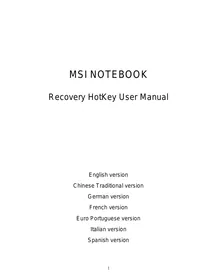 Manual MSI NOTEBOOK RECOVERY HOTKEY Computadora portátil