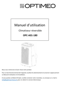 Notice OPTIMEA OPC A01 180HP Portable air conditioner