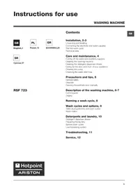 Εγχειρίδιο Hotpoint Ariston RSF 723 K EU πλυντήριο ρούχων