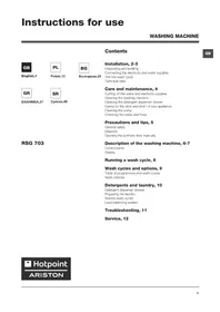 Εγχειρίδιο Hotpoint Ariston RSG 703 K EU πλυντήριο ρούχων
