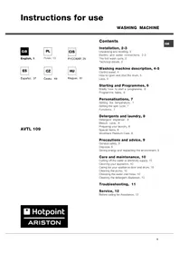 Návod Hotpoint Ariston AVTL 109 (EU) Pračka