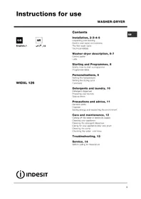 دليل INDESIT WIDXL 126 (UK) غسالة
