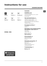 Notice Hotpoint Ariston ECO8L 1252 EU.M Lave-linge