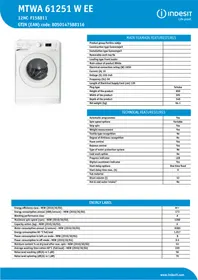 Ръководство INDESIT MTWA 61251 W EE пералня