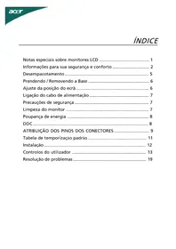 Manual ACER A191HQL Tela