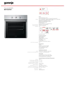 GORENJE BO7221AX  - BROCHURE - Four encastrable