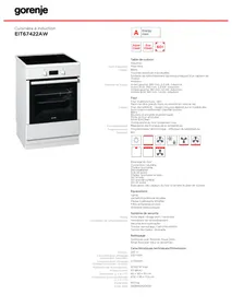 GORENJE EIT67422AW  - BROCHURE - Plaque de cuisson