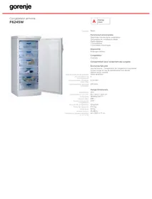 GORENJE F6245W  - BROCHURE - Réfrigérateur