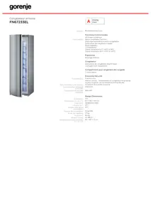 GORENJE FN67233EL  - BROCHURE - Congélateur