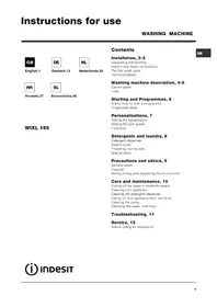 Navodila INDESIT WIXL 165 (EX) Pralni stroj