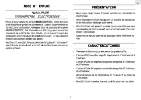 Notice OREGON EM-899 Thermomètre électronique