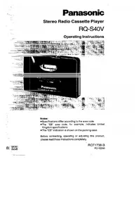 Notice PANASONIC RQ-S40V Système Hi-Fi