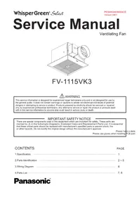 Notice PANASONIC FV-1115VK3 Hotte aspirante