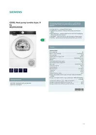Notice SIEMENS WQ45G202GB Sèche-linge