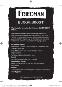Friedman BUXOM BOOST - Guitar effects pedal