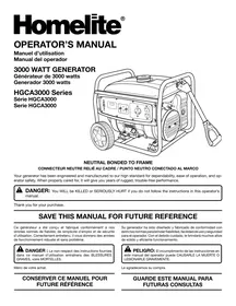 Notice HOMELITE HGCA3000 Générateur électrique