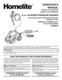 Notice HOMELITE HL80215 Générateur