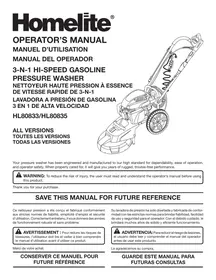 Notice HOMELITE HL80833 Outils de jardinage