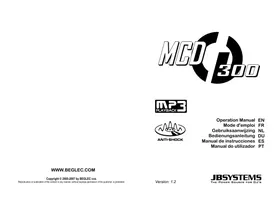 Manual JBSYSTEMS LIGHT MCD 300 Equipo de sonido