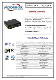 SWITCH 5 PORTS RJ45 10 BASE100 - SWITCH 5PORTS ACOMAX