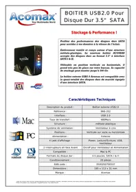 BOÎTIER EXTERNE USB2.0 -DIVX 2.5POUCES ACOMAX