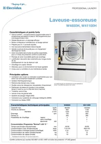 Notice ELECTROLUX LAUNDRY SYSTEMS W4850H Laveuse-essoreuse