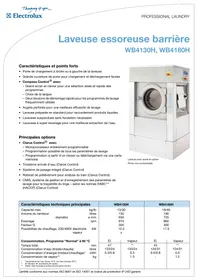 Notice ELECTROLUX LAUNDRY SYSTEMS WB4130H Lave-linge