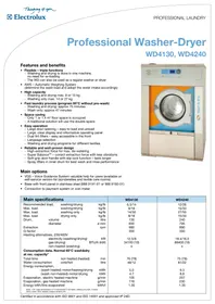 Notice ELECTROLUX LAUNDRY SYSTEMS WD4130 Lave-linge professionnel