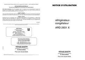 ARTHUR MARTIN ARD 2931 X - Réfrigérateur-congélateur