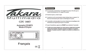 Notice TAKARA CDU1663 Autoradio