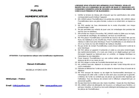 Notice PUR LINE HYDRO 3MCOBIC Humidificateur d'air