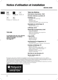 Notice HOTPOINT TCD83B6R/Z Sèche-linge