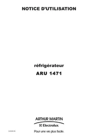 Notice ARTHUR MARTIN ARU 1471 Réfrigérateur