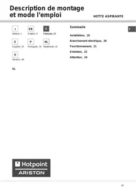 Notice HOTPOINT SL 16 HA IX INOX Hotte aspirante
