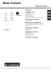 Notice ARISTON PL 640 P (WH) Table de cuisson