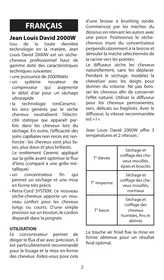 Notice JEAN LOUIS DAVID J223E RETRACORD Sèche cheveux