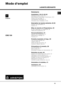 Notice ARISTON CDE 129 Lave-linge
