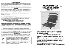 KITCHEN CHEF TX6-024 - Grill électrique
