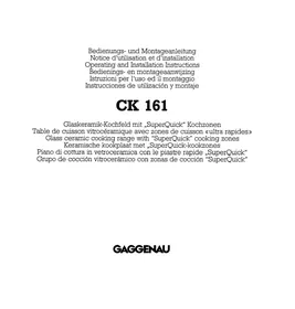 Notice GAGGENAU CK 161-115 Plaque de cuisson vitrocéramique