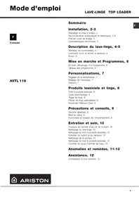 Notice ARISTON AVTL 119 Lave-linge