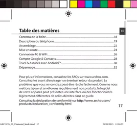 Notice ARCHOS 50 DIAMOND JAUNE Téléphone mobile