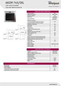 Notice WHIRLPOOL AKZM745IXL Four encastrable