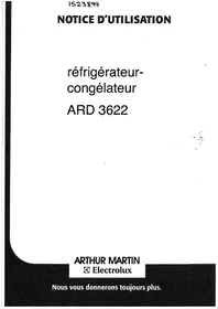 Notice ARTHUR MARTIN ARD 3622/DF BLANC Réfrigérateur