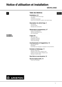 Notice ARISTON ALE 60 BLANC Sèche-linge