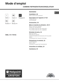 Notice ARITON HOTPOINT NMBL 1911 FW Réfrigérateur-congélateur