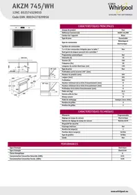 Notice WHIRLPOOL AKZM745WH Four encastrable
