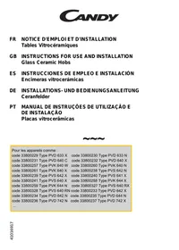 Notice CANDY PVD633X Table de cuisson vitrocéramique