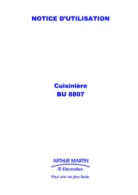 Notice ARTHUR MARTIN BU 8807 WCO Cuisinière
